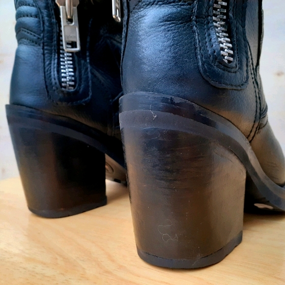 ASH Star Black Leather Platform Ankle Booties - Picture 9 of 13